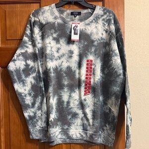 Women’s  Crewneck Sweatshirt - Black and Gray Tie-Dye